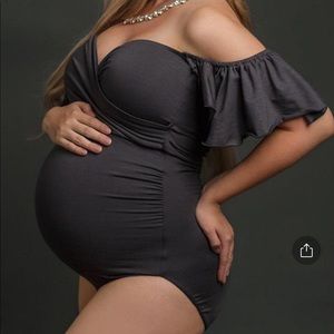 Off the shoulder maternity bodysuit
